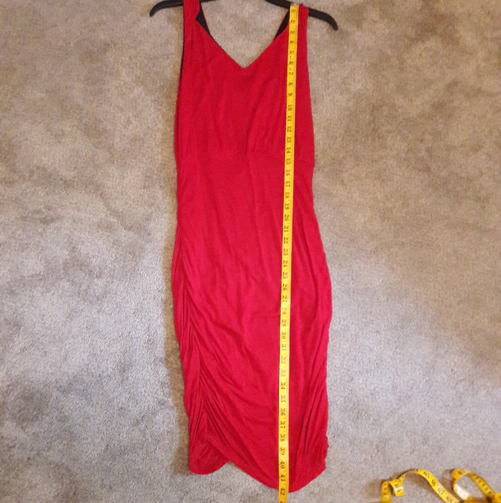 French Connection Sleeveless Ruched Red Dress - Picture 5 of 7